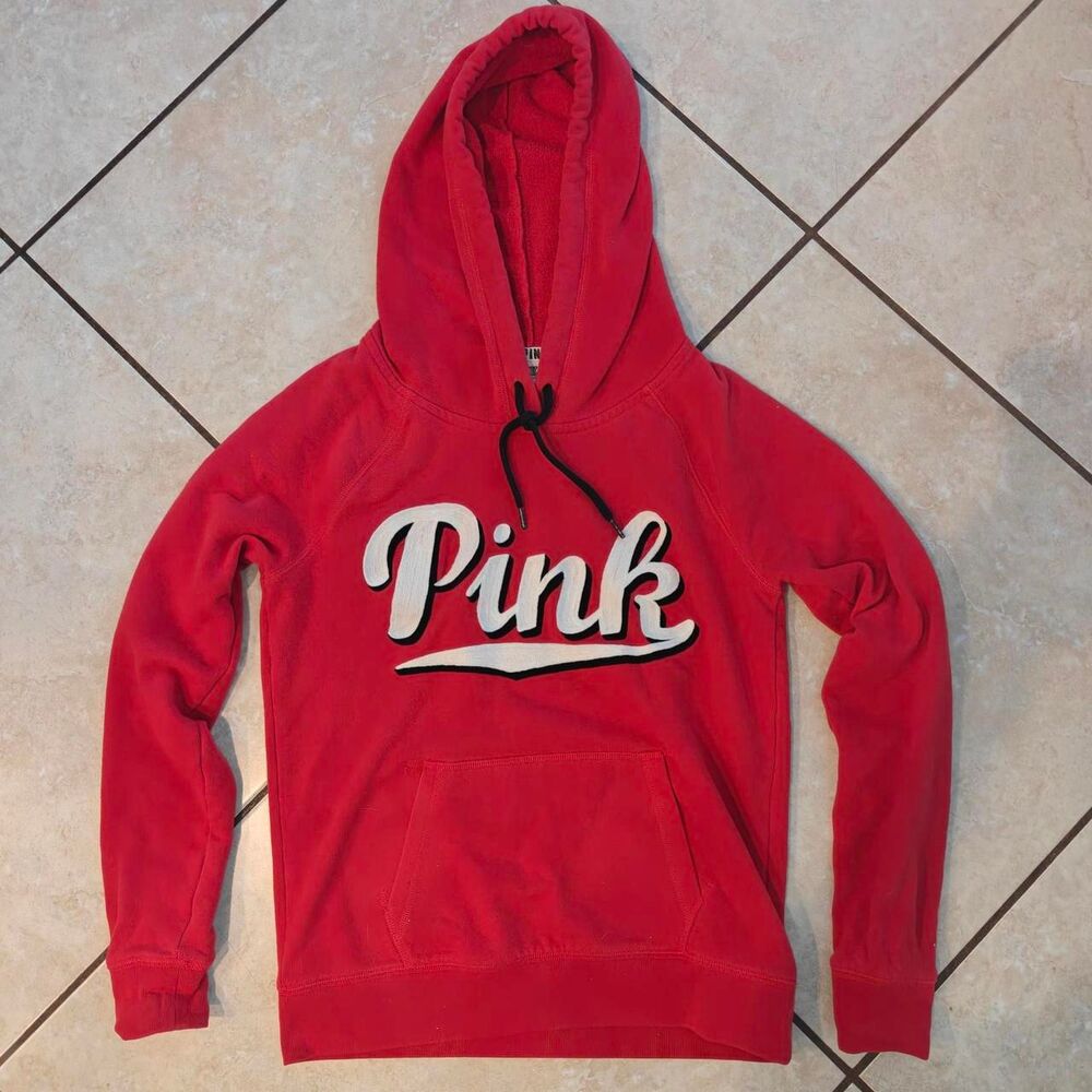 Victoria-s-secret Women's Red and Pink Hoodie